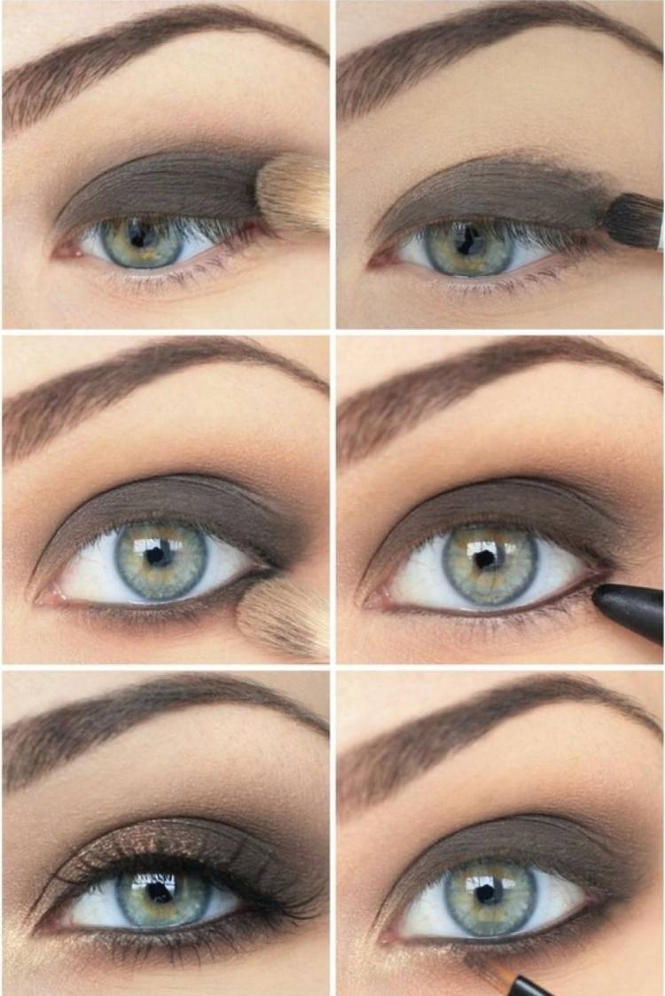 smokey-eyes-blue-eyes-make-up-tips-návod-hnedo-šedé-očné tiene