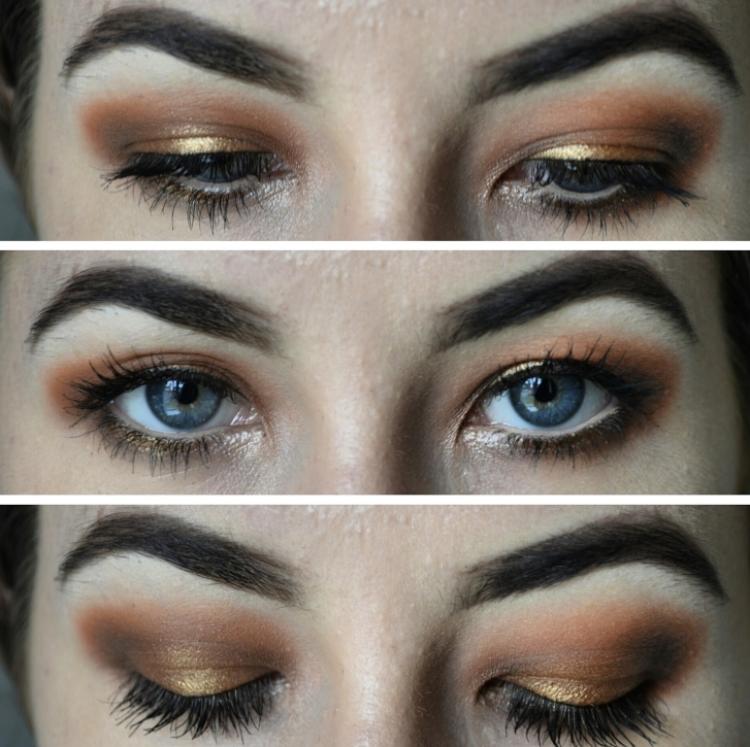 smokey-eyes-blue-eyes-tipy na líčenie-zlato-hnedá-terakotová farba