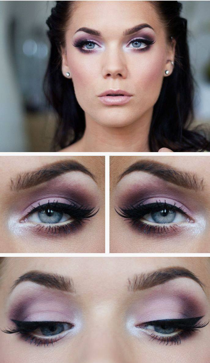 Smokey Eyes pre modré oči fialovej očnej linky