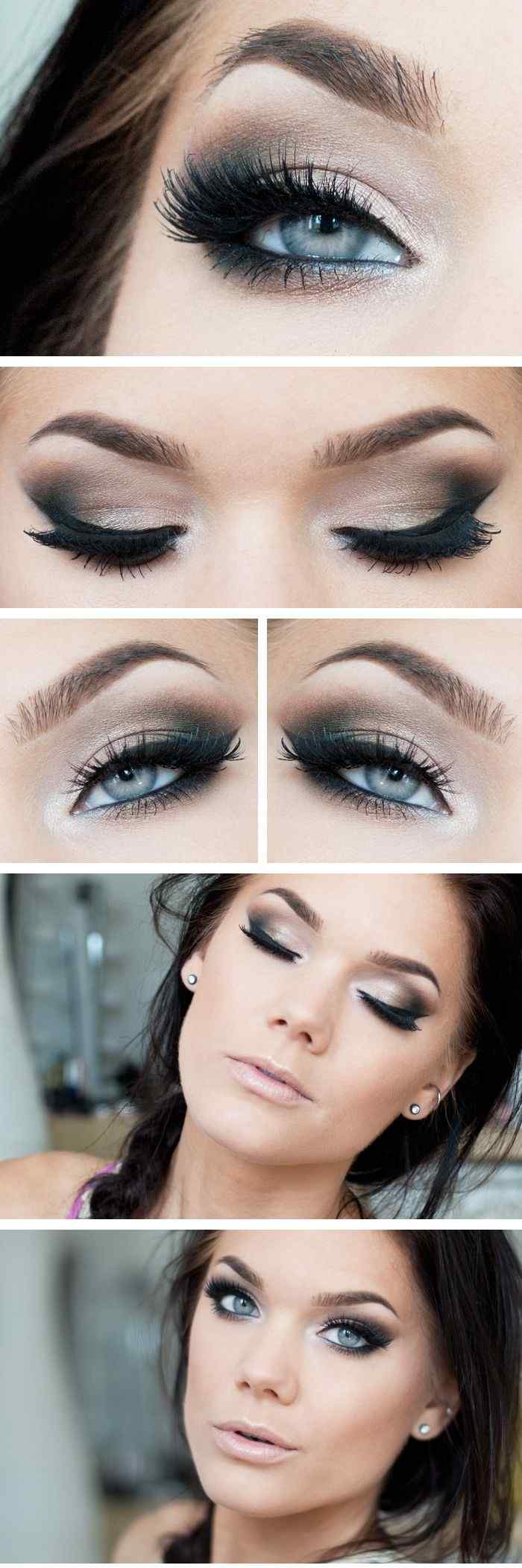 smokey-eyes-blue-eyes-evening-makeup-hnedé-očné tiene-očné linky