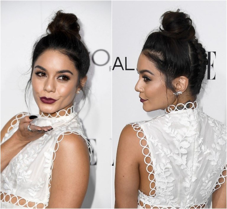 Updo s vrkočovým vrkočom zapleteným zospodu