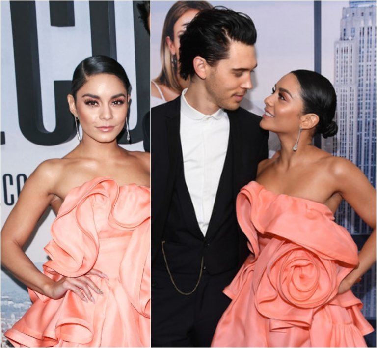 Vanessa Hudgens 2018 Marhuľové šaty Manhattan kráľovná premiéra