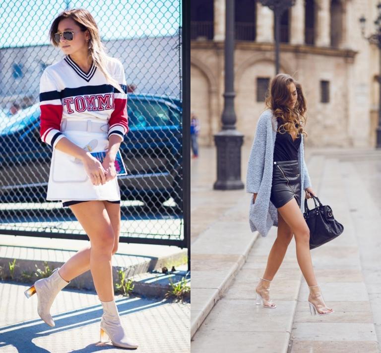 Transparentné topánky na vysokom podpätku členkové topánky ponožky jesenné oblečenie módne trendy