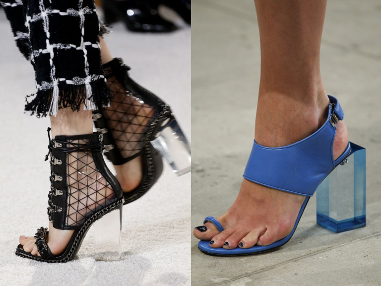 Transparentné topánky na podpätku, vyhlásenie o vysokých podpätkoch, módne trendy v lete 2019