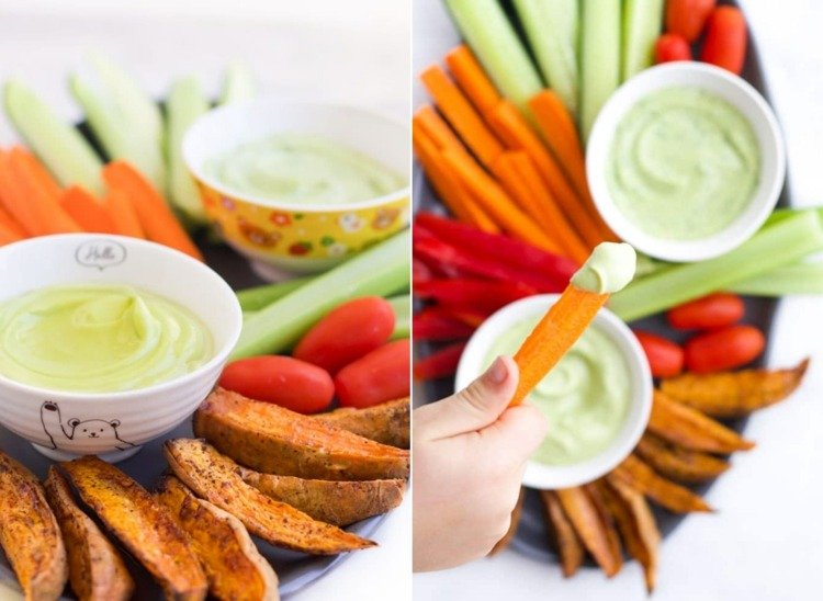 Avokádový dip pre vynikajúcu zeleninu a hranolky pre deti