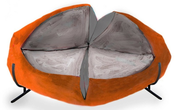 Sivá a žltá pohovka - skica britskej návrhárky Charlotte Kingsworthovej pohovka sivá žltá skica dizajn charlotte kingsworth