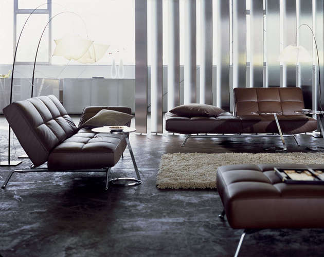 Obývacia izba na šírku Chlpatý koberec betónová podlaha nastaviteľné operadlo