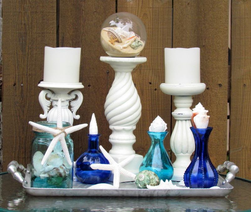 Námorné nápady na dekoráciu - držiaky na sviečky v zaváraninových pohároch Nápad na letnú dekoráciu držiak na sviečku z morskej mušle