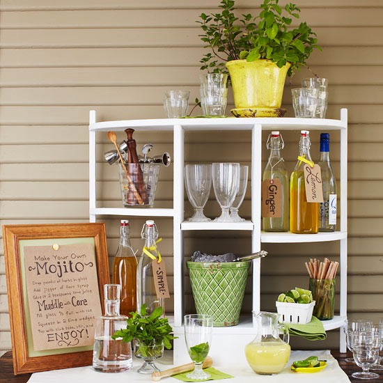 letná dekorácia záhradná párty bar koktaily mix