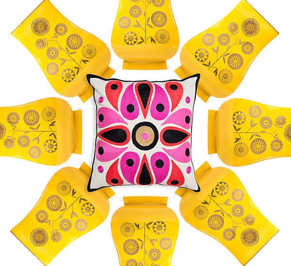 Letné dekoratívne vankúše Santorini Alexandra-Vase Alexander na námestí Alexander Summer Deco Santorini Alexandra-Vase Alexander Square-Dekoračné vankúše žlté