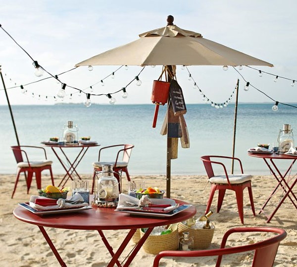 Svetelná reťaz Pottery-Barn letná dekorácia vonku Svetelný reťazec Keramika-Stodola Letná dekorácia-Vonkajšia terasa