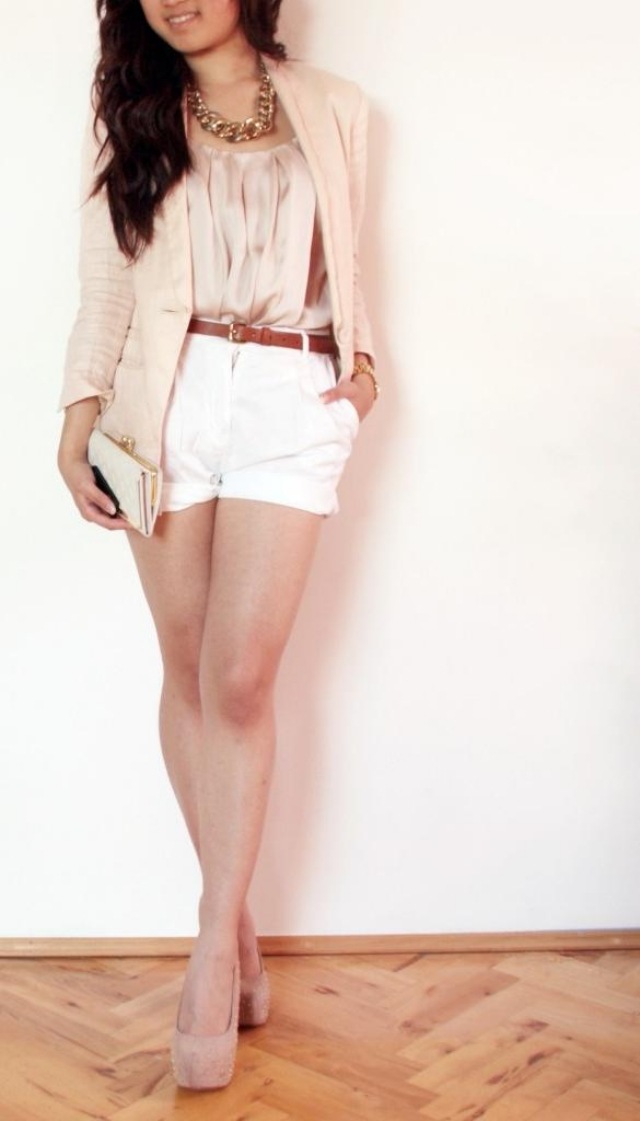 Letná móda bunda vo farbe šampanského 2014 Champagne farebná bunda letný módny kožený opasok