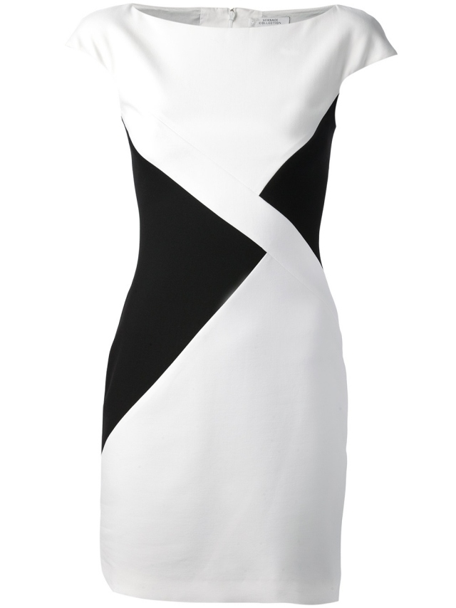 Letná móda a trendy-VERSACE-Kolekcia jednoduchá-blúzka-šaty-geometrický vzor jednoduchá blúzka-šaty-na-šaty-geometrický vzor-VERSACE-kolekcia