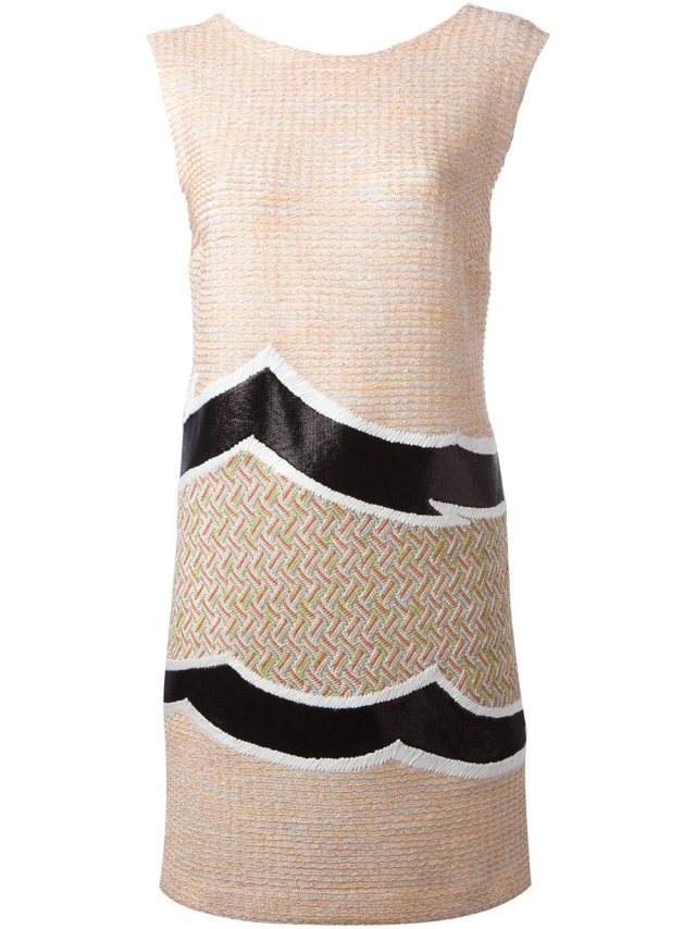 Blúzkové šaty - graficky vzorované - ležérneho strihu - haute couture móda od MISSONI Blúzka-šaty-grafický-vzor-ramenné vypchávky-ležérny-strih-Haute-Couture-MISSONI