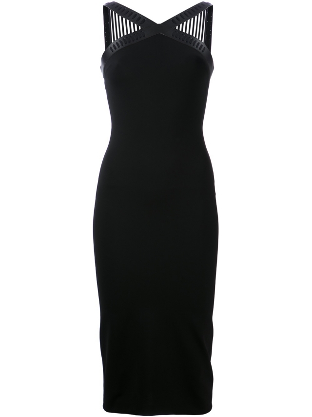 čierne koktejlové šaty s prekríženými ramienkami-Haute-Couture Mode-DAVID KOMA prekrížené traky-haute-couture-fashion-DAVID-KOMA-model-figúrka-lichotivé-krásne-dekolt