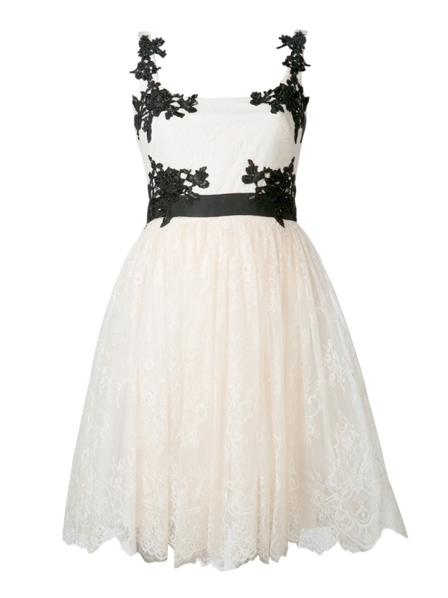 Marchesa Šaty so zapínaním na cvok s nariasenou čiernou čipkou a opaskom sviatočný-záhyb-plisovaný-krajkové lemovky-marchesa-notted