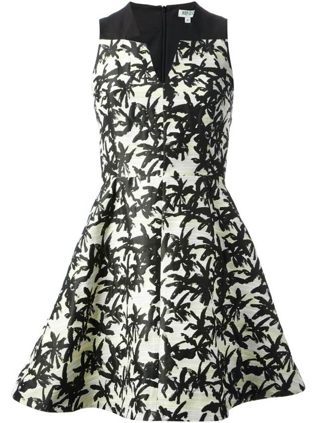 Módne plážové šaty 2014 so vzorom palmy KENZO Módne plážové šaty KENZO-Drobné palmové figúrky