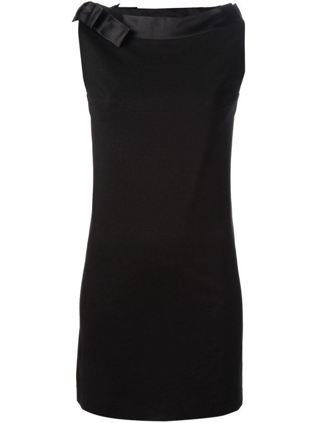 priliehavé čierne bandeau šaty-ležérny strih s mašličkou-DSQUARED2 priliehavé čierne šaty-ležérny strih-mini-DSQUARED2