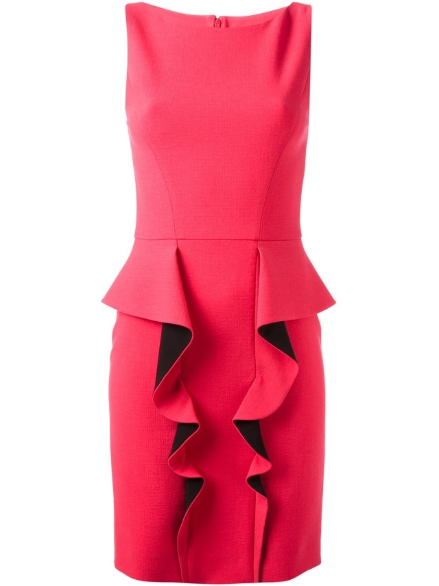 Červené peplum šaty s volánmi-priliehajúce k telu-Emilio Pucci tesné-červené-peplum-šaty-sviatočné-dizajn-Emilio-pucci