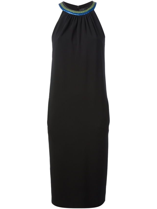 Letná móda a trendy GUCCI ohlávka na večerné šaty figúrka-skimming-party-šaty-ohlávka-výstrih-výstrih-čierna-GUCCI