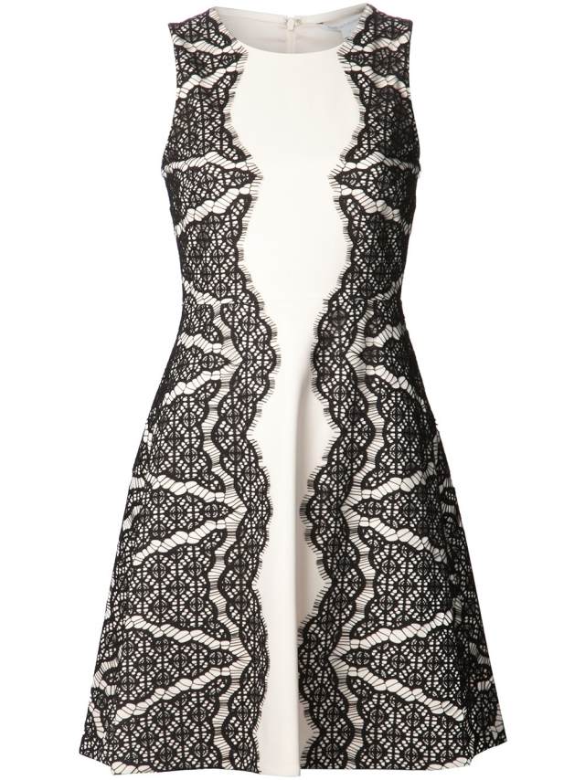 Koktejlové šaty s čiernym čipkovaným dizajnom Diane von Furstenberg Koktejlové šaty-večerné šaty-Diane-von-Furstenberg-čierna-čipka