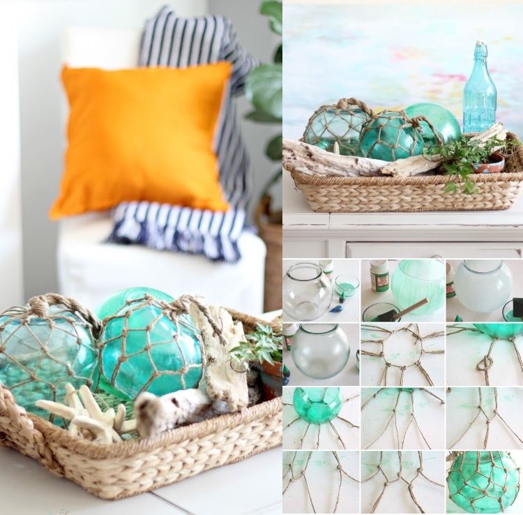 Vyrobte si letný dekoračný podnos, zafarbite sklenené misky a previažte macramé