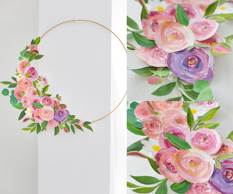 Letná dekorácia 2020 vyrába vence do dverí z kvetinového drôtu a maľovaných kvetov