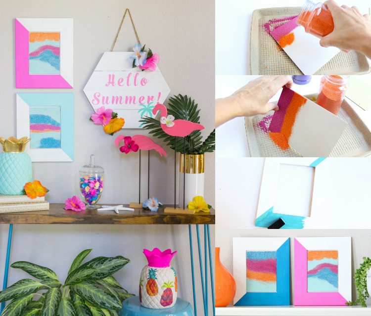 Letná dekorácia 2020 urobte si obrázky farebným pieskom sami