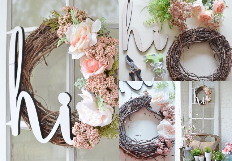 Letná dekorácia s ružami, uviažte si vlastný dverný veniec Návod