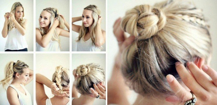 Stočte pigtail do drdolu-rýchle pokyny pre kutilov letné účesy-dlhé vlasy-blond-návod-kroky-pigtail-drdol-twirling