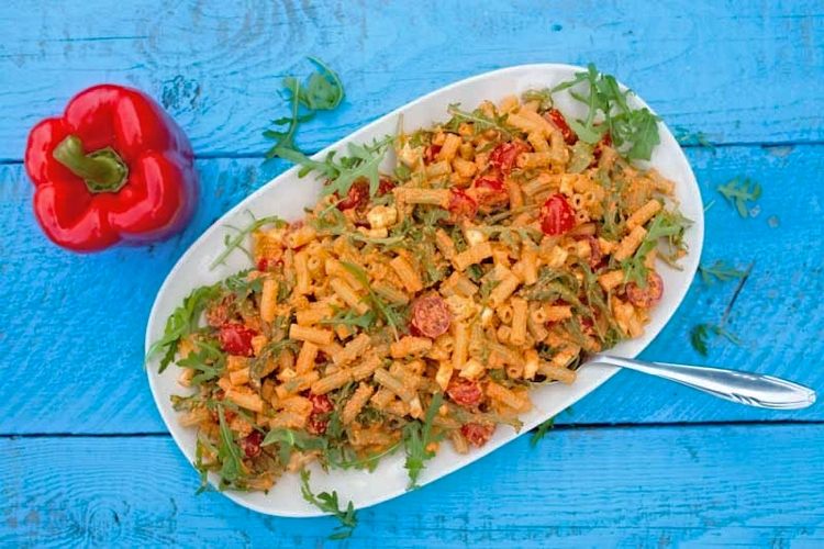 cestovinový šalát s pestom rosso