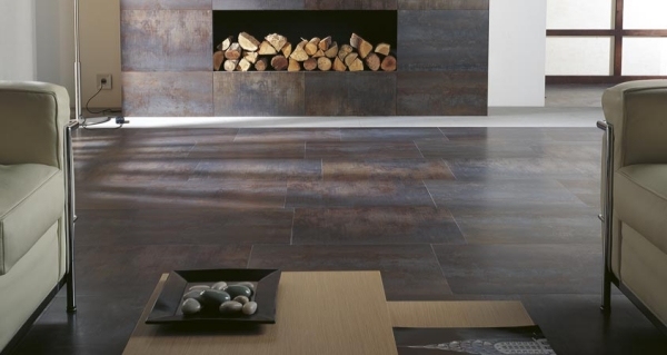dlaždice kameň vzhľad porcelánu kovový efekt krb Ferroker