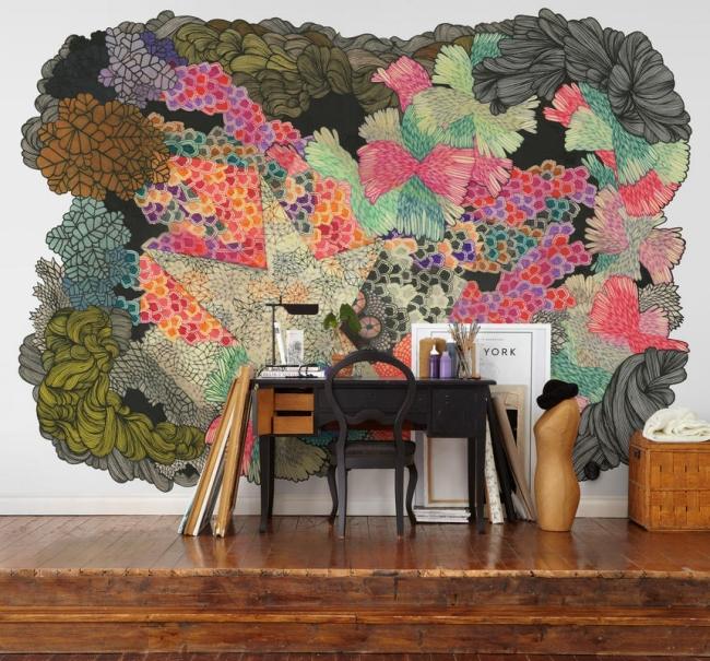 Surrealistická ilustrácia na stenu samolepky farebné nápady na dizajn