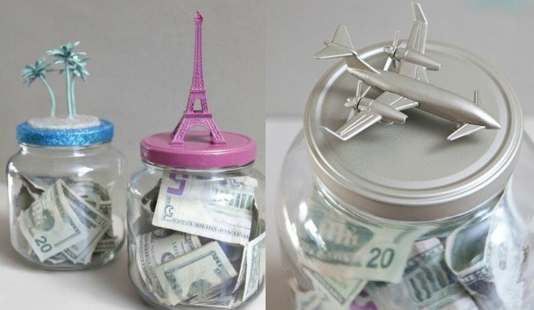 Zabaľte darček na svadbu za peniaze originálnym spôsobom - do zaváraninového pohára pokladnička-drotár-svadba-medové týždne-skrutka-vrchná-veko-dekorácia
