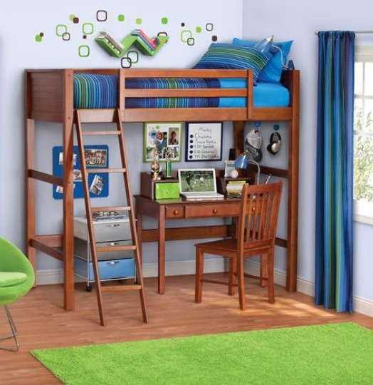 nápady na stôl v podkroví pre detskú izbu zelené