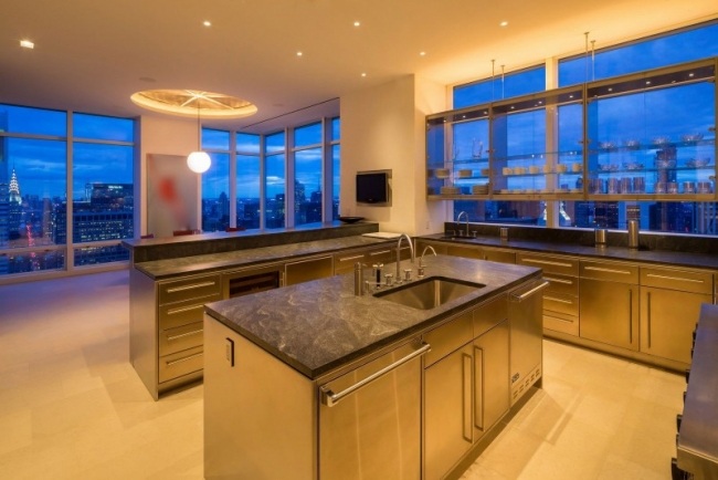 Luxusná kuchynská ostrovná doska celozasklená žula-lesk