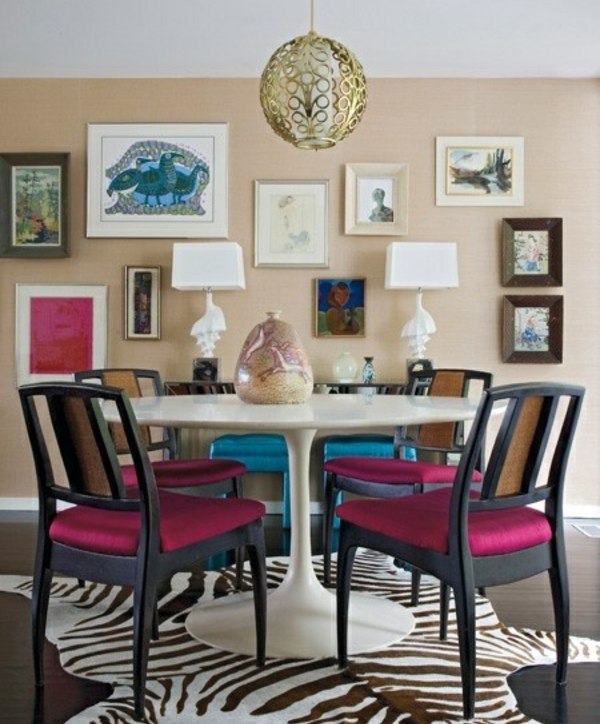 moderný-eklektický-jedáleň-foto-stena-vzor-zvieracieho-koberca