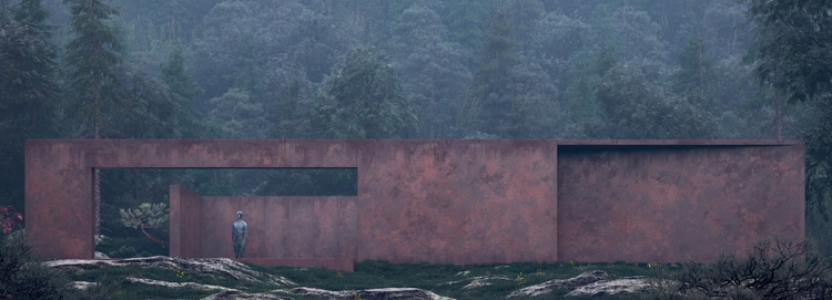 oceľ-sklo-fasáda-corten oceľ-moderná-architektúra