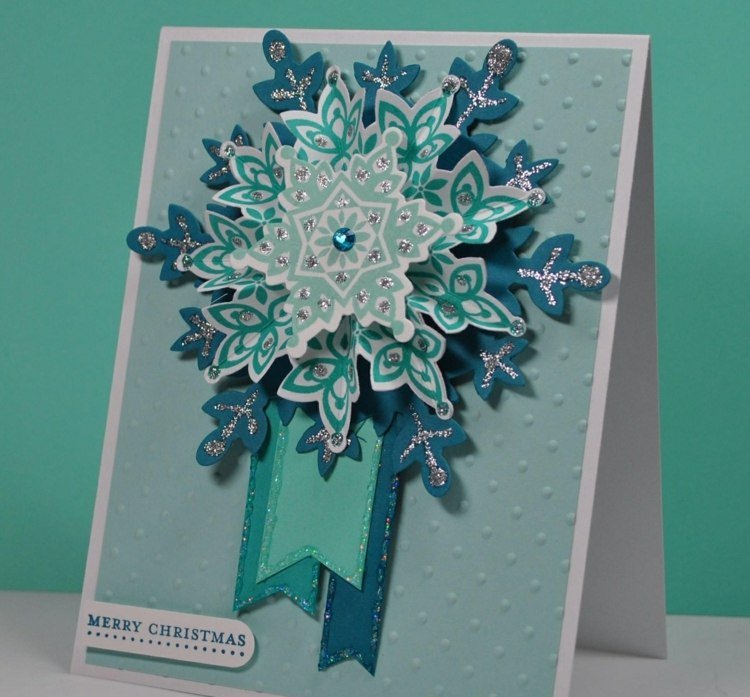 pečiatkovanie-vianočné-snehové vločky-tyrkysovo-modré-kamienky-vyrobte si samy
