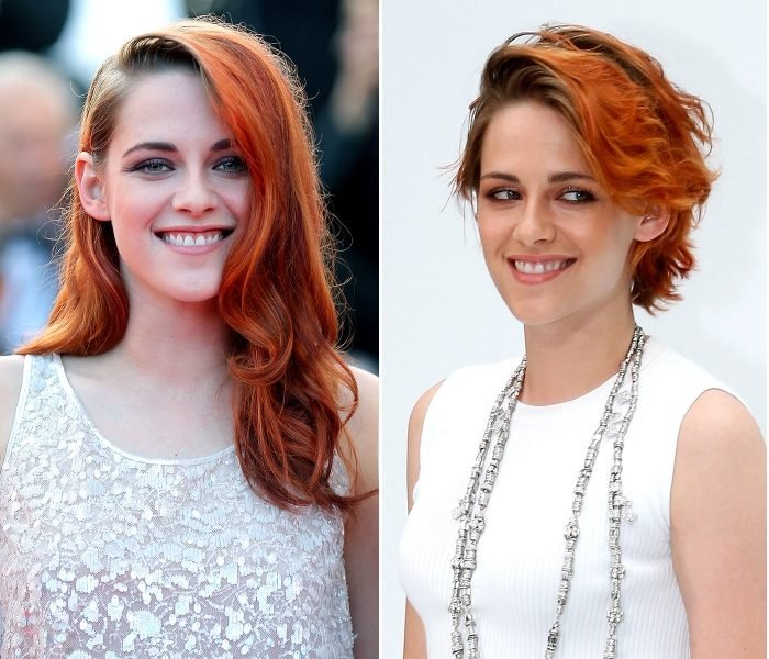 Ombre vlasy - medená červená a hnedá Kristen Stewart hviezdy-ryšavé vlasy-ombre-kristen-stewart-účesy
