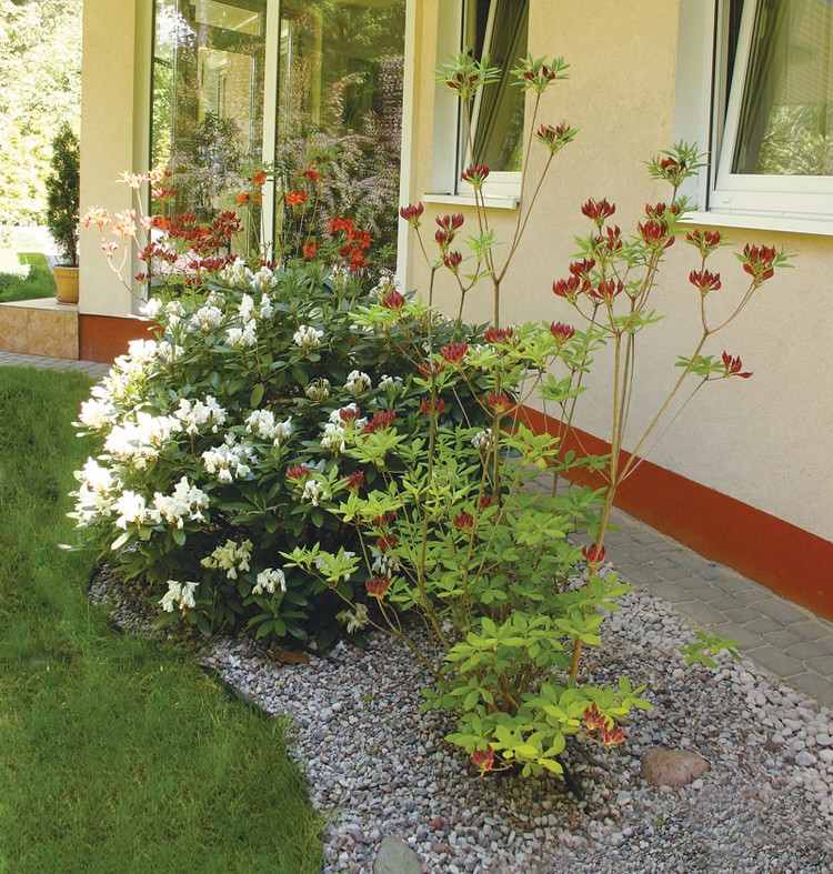 plocha s kamenným lôžkom-položená-štrková v tvare hrany-trávnik