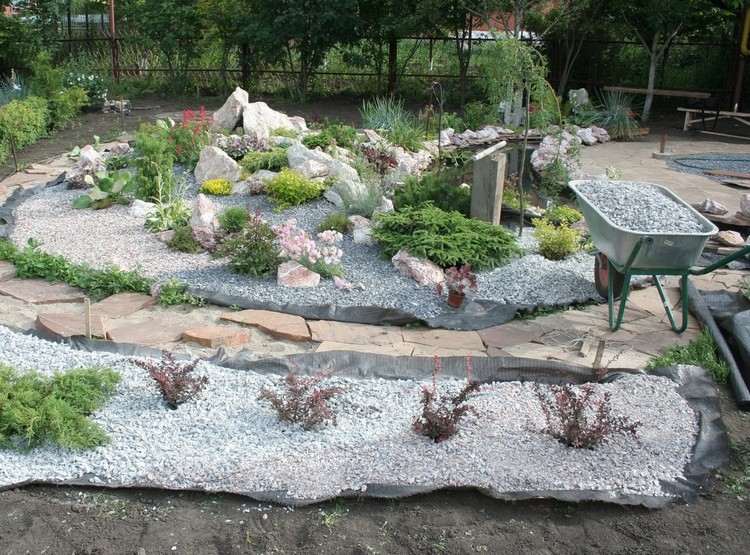 Kamenné lôžko na dvore-rozloženie-skalná záhrada-rúno-rozloženie