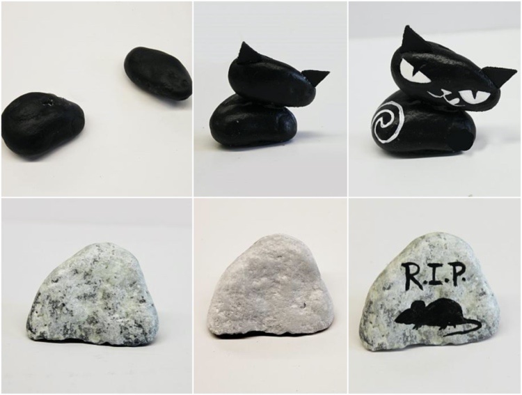 Maľujte kamene žiarivkou na Halloween