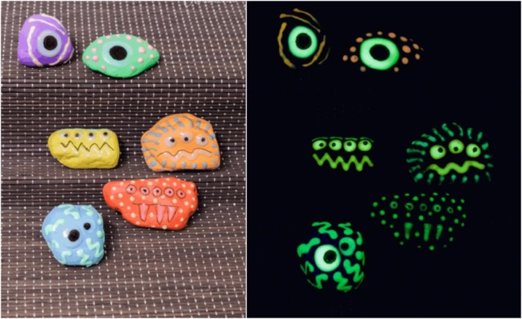 Maľujte na Halloween žiariace kamene príšer