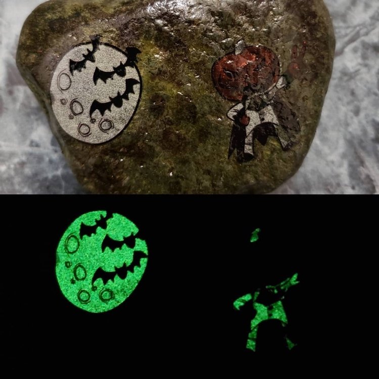 Preneste motív na kameň a namaľujte ho svetelnou farbou