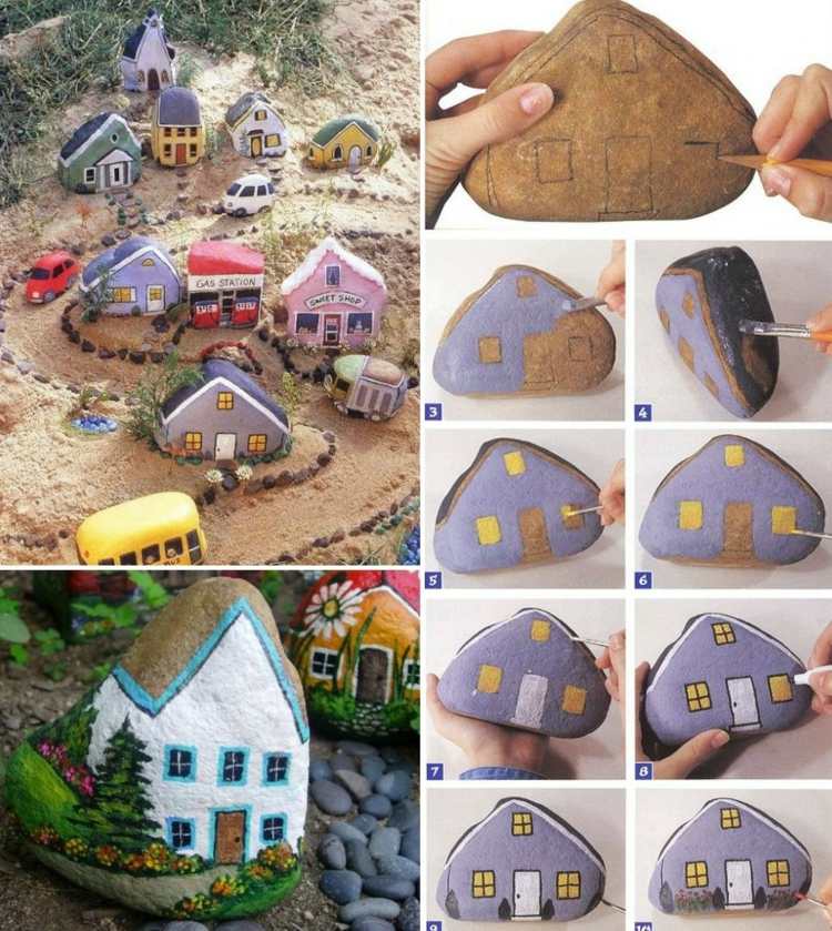 Postavte si domy v záhrade kamenné figúrky do záhradných drotárskych domčekov-návod-záhony-dekorácia