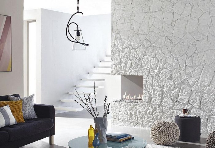 Lícové tehly lomový kameň vzhľad biela Fortezza od Klimex kamenná stena v obývačke-klimex-biely-lomový kameň-optika-FORTEZZA