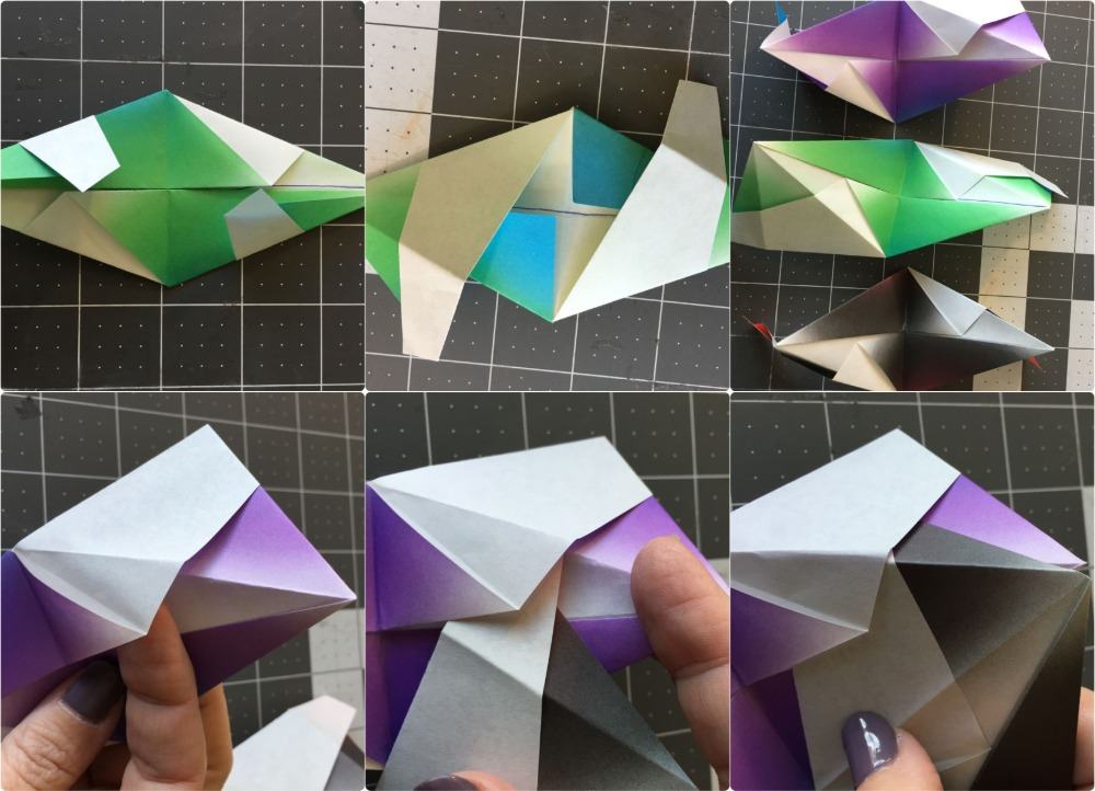 Zložte trojuholníky a vložte do seba diely pre origami 3d hviezdu