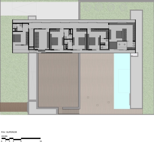 naplánujte prvé poschodie v modernom dome guilherme torres