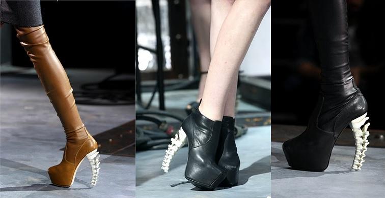 neobvyklý dizajn obuvi s podpätkami v tvare skeletu schuhdesign-moderné- podpätky v kostrovej forme -dvojhranné